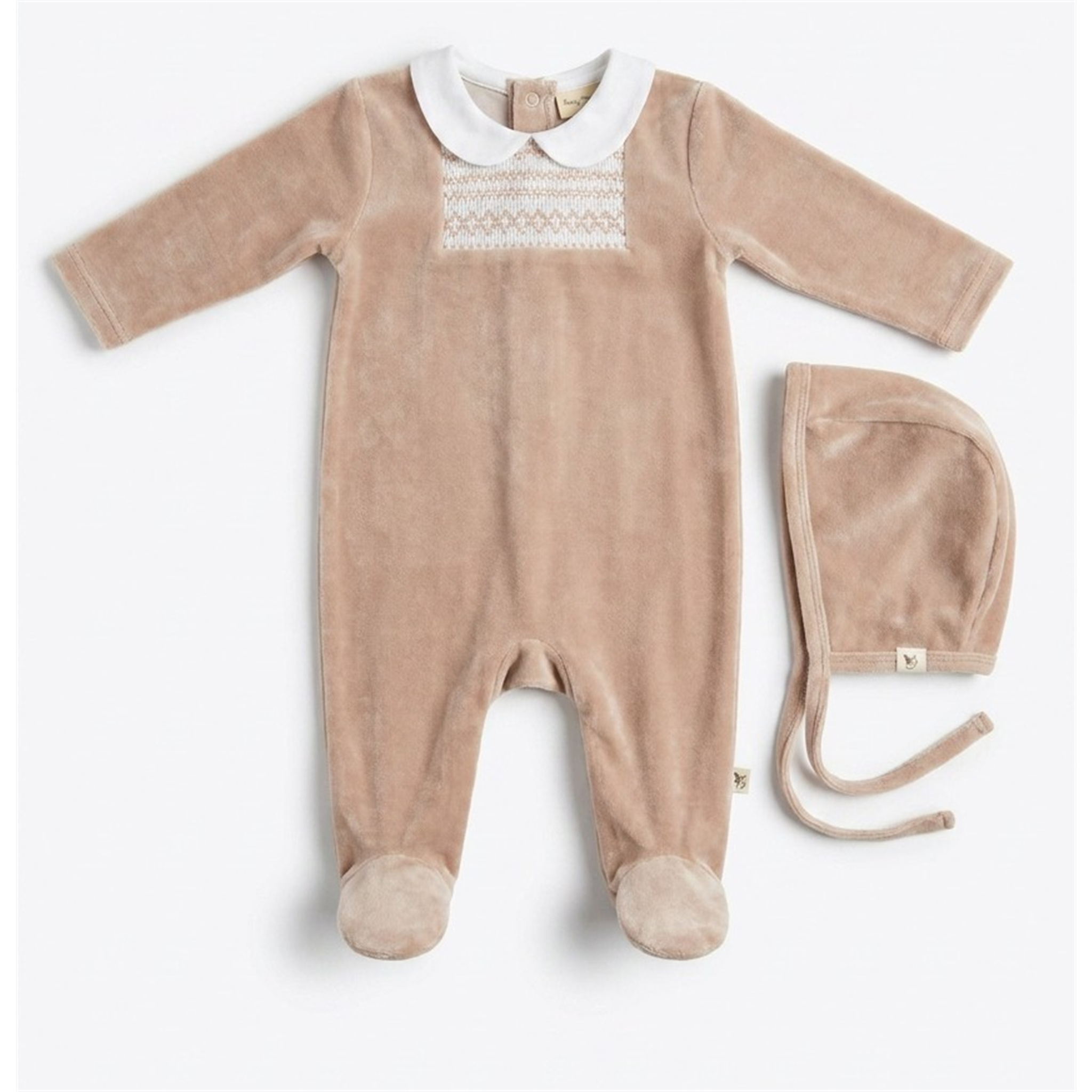 Smocked Velour Footie in Mauve by Bebe Bella