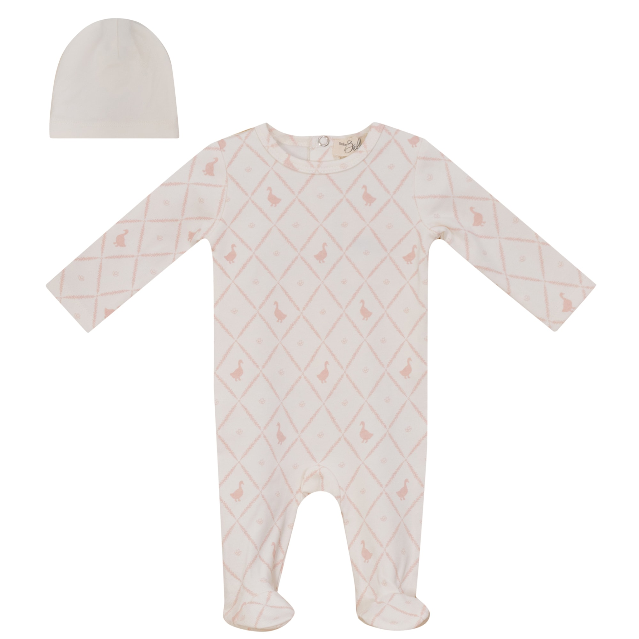 Goose Allover Print Footie in Pink by Bebe Bella