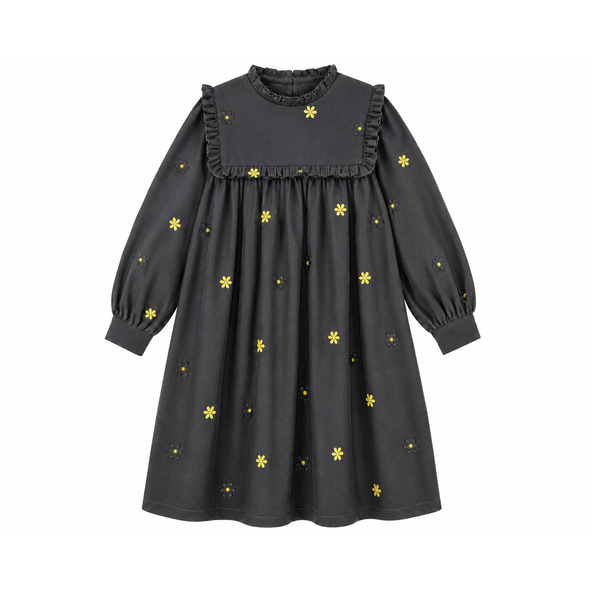 Floral Embroidered Dress in Black by Space Grey