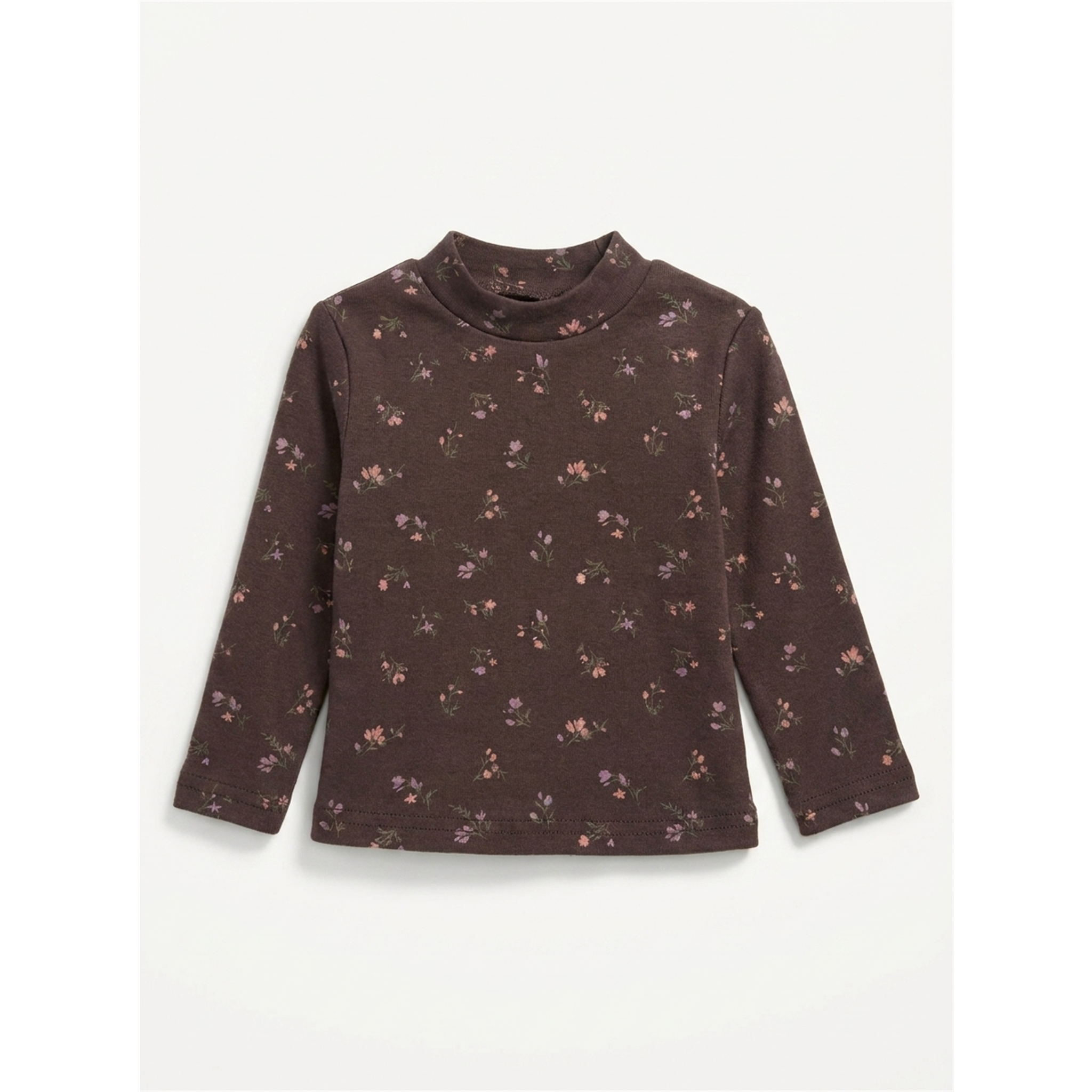 Distressed Mock Neck Top in Brown by Puddles