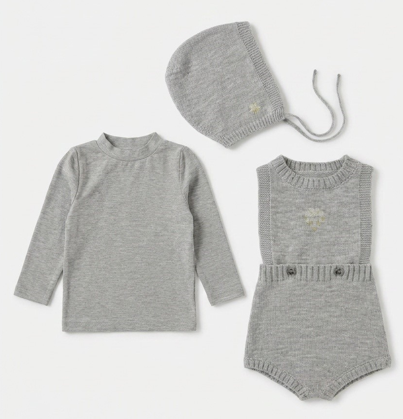 Bubble & Mock Neck Top Set in Grey by Space Grey