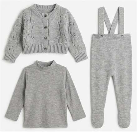 Overall Cardigan & Mock Neck Set in Grey by Space Grey