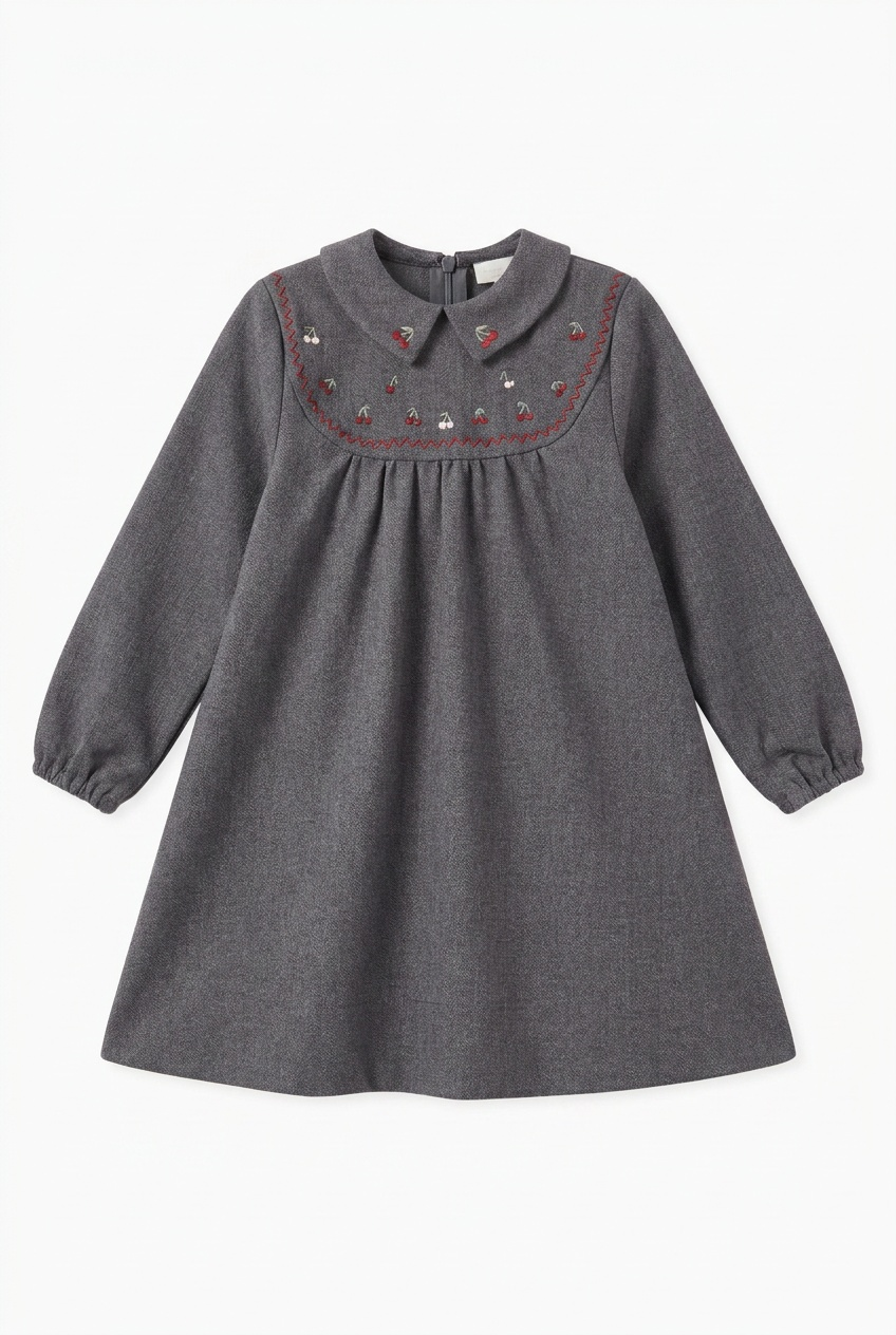 Cherry Embroidered Dress in Charcoal by Jolie Capri