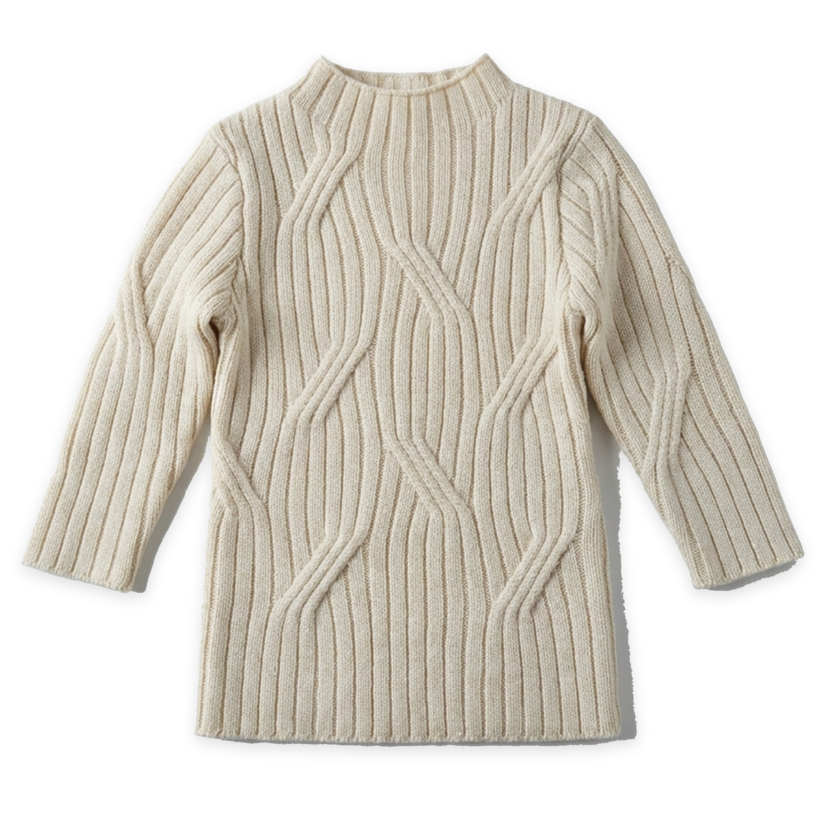Rib Design Knit Mock Neck Top in Beige by Mr. Mr.