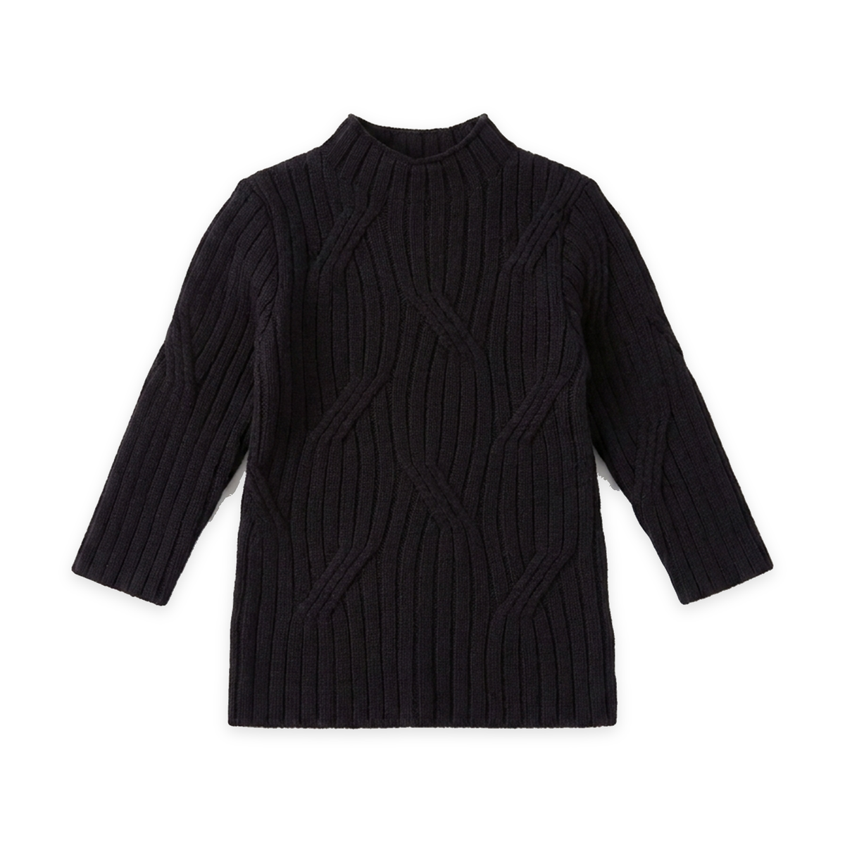 Rib Design Knit Mock Neck Top in Black by Mr. Mr.