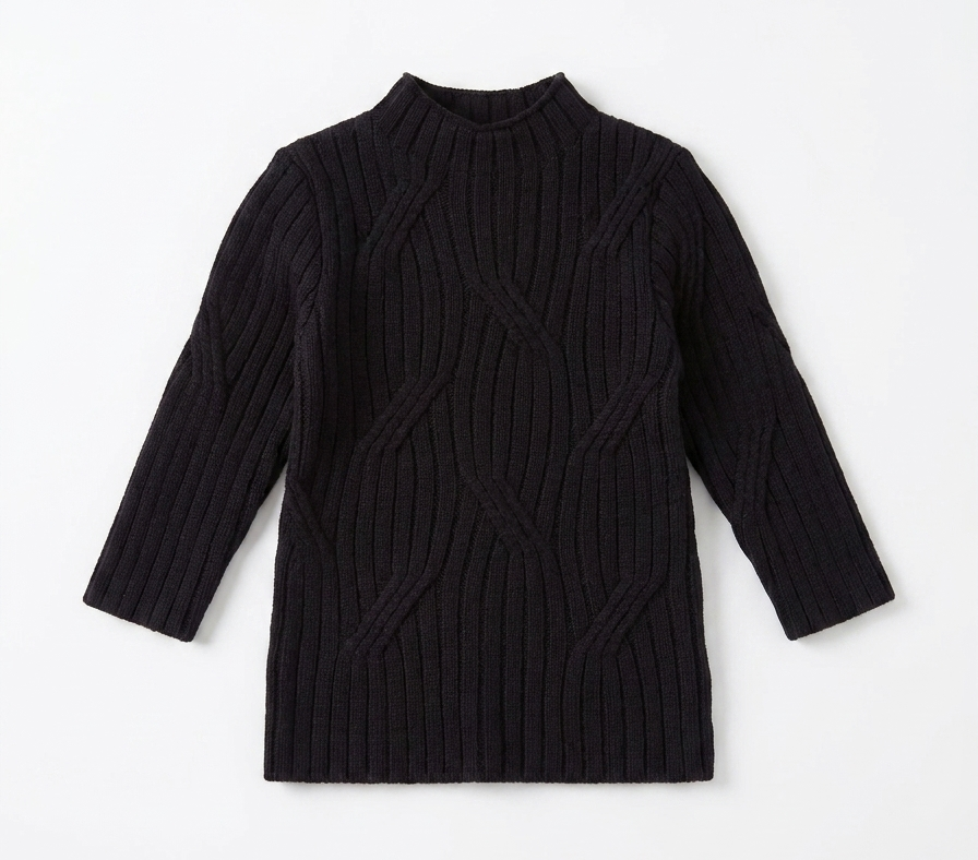 Rib Design Knit Mock Neck Top in Black by Mr. Mr.