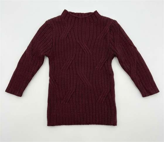 Rib Design Knit Mock Neck Top in Dark Burgundy by Mr. Mr.