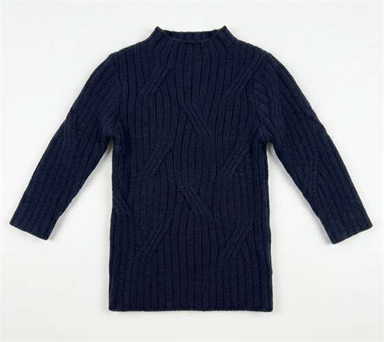 Rib Design Knit Mock Neck Top in Navy by Mr. Mr.