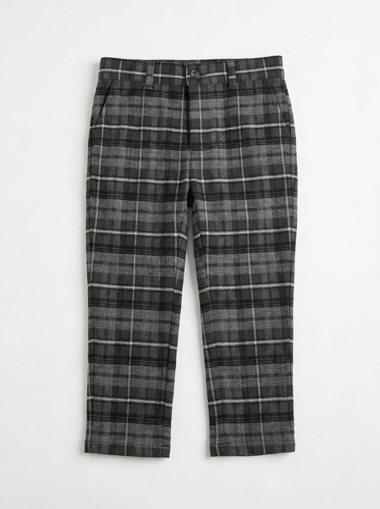 Plaid Woven Long Pants in Black by Space Grey