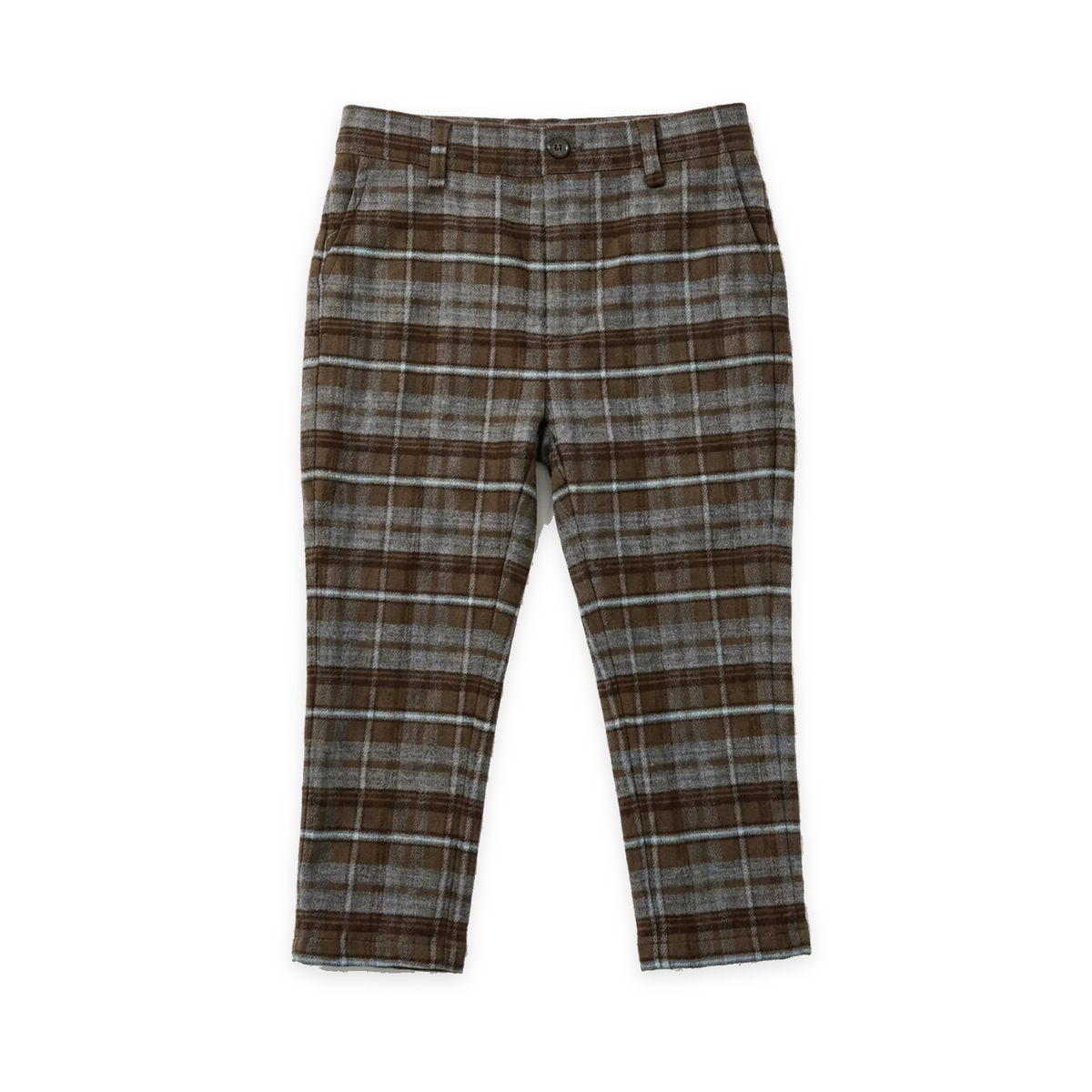 Plaid Woven Long Pants in Brown by Space Grey