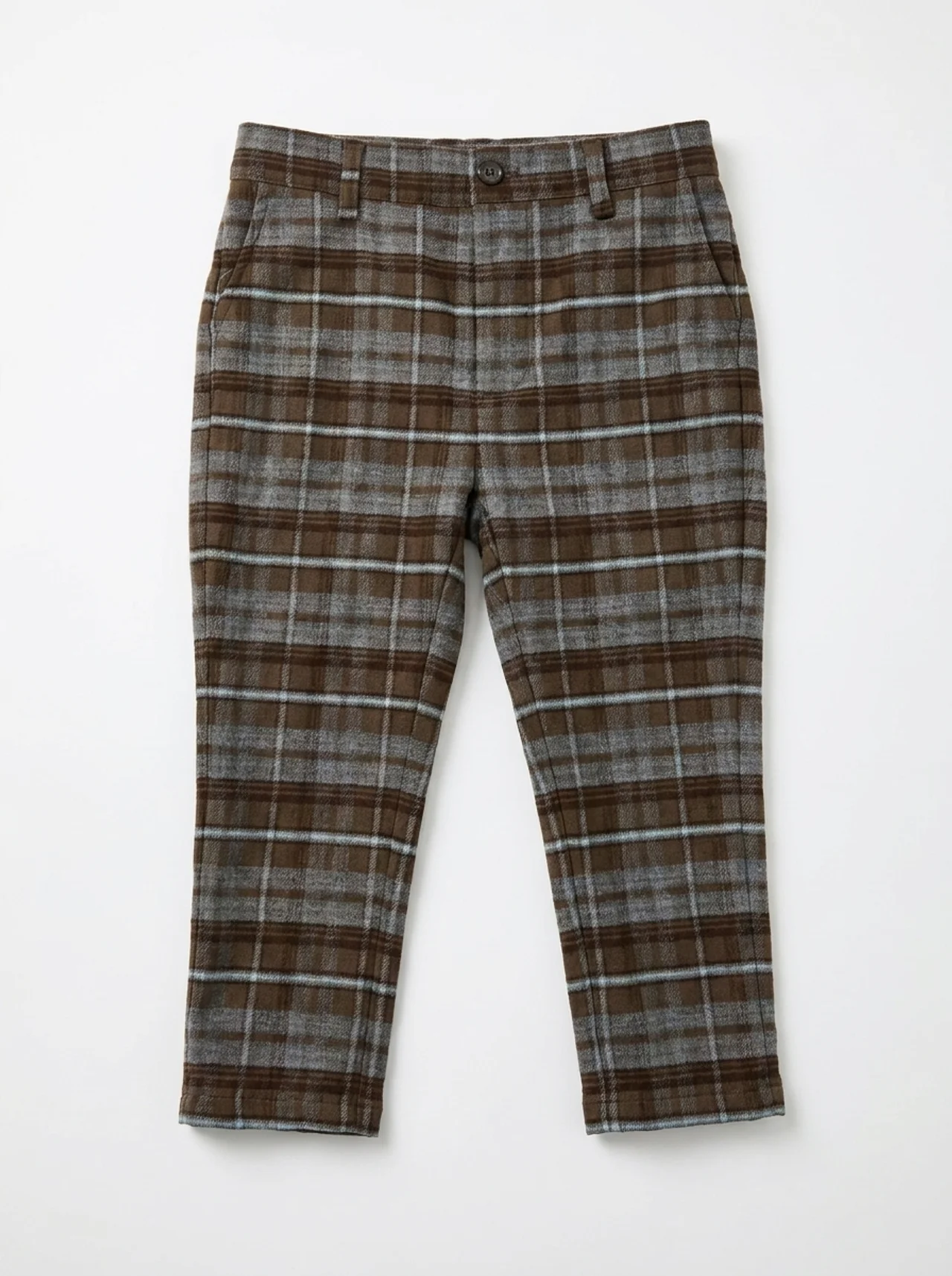 Plaid Woven Long Pants in Brown by Space Grey