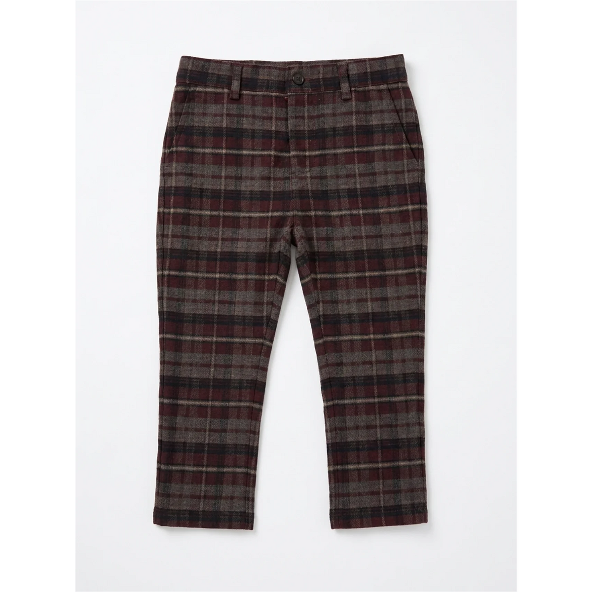 Plaid Woven Long Pants in Mahogany by Space Grey