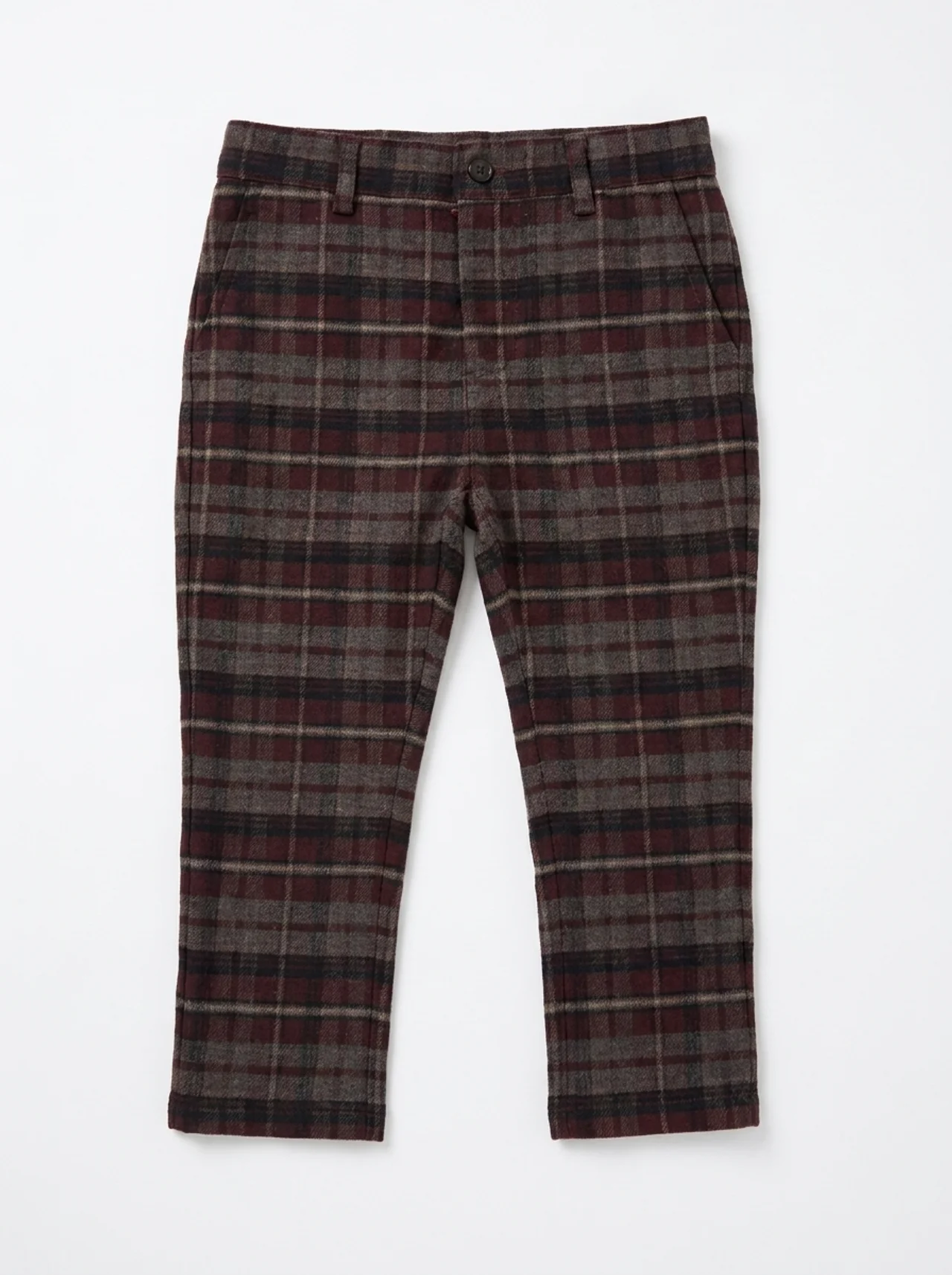 Plaid Woven Long Pants in Mahogany by Space Grey