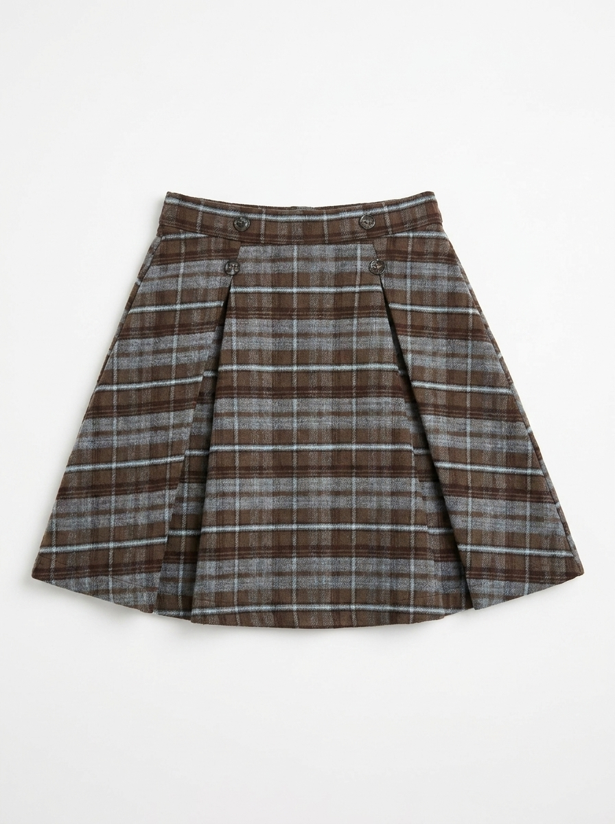 Plaid Skirt in Brown by Space Grey