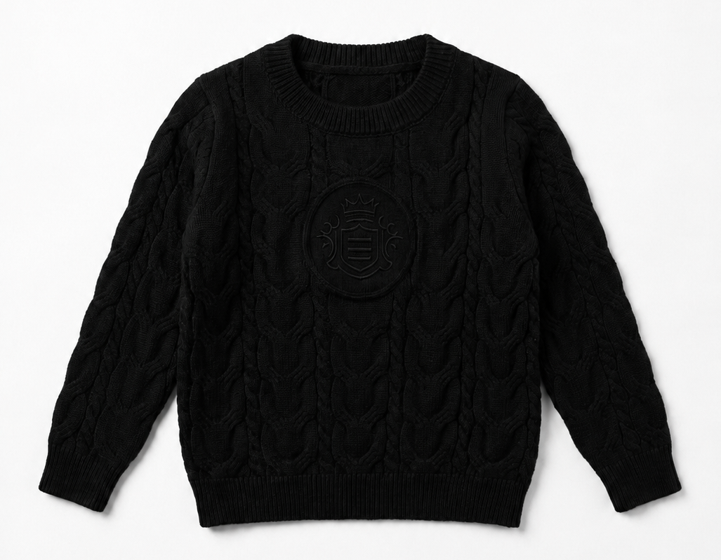 Cable Knit Sweater in Black by Space Grey