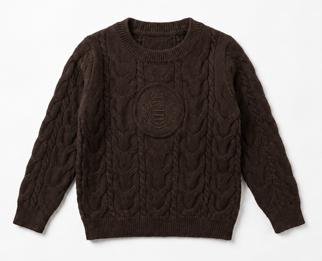 Cable Knit Sweater in Brown by Space Grey