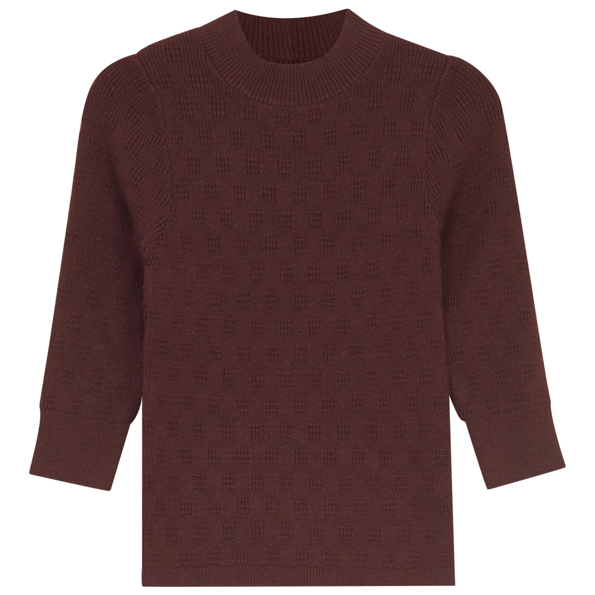 Pointel Knit Mock Neck Top in Mahogany by Space Grey