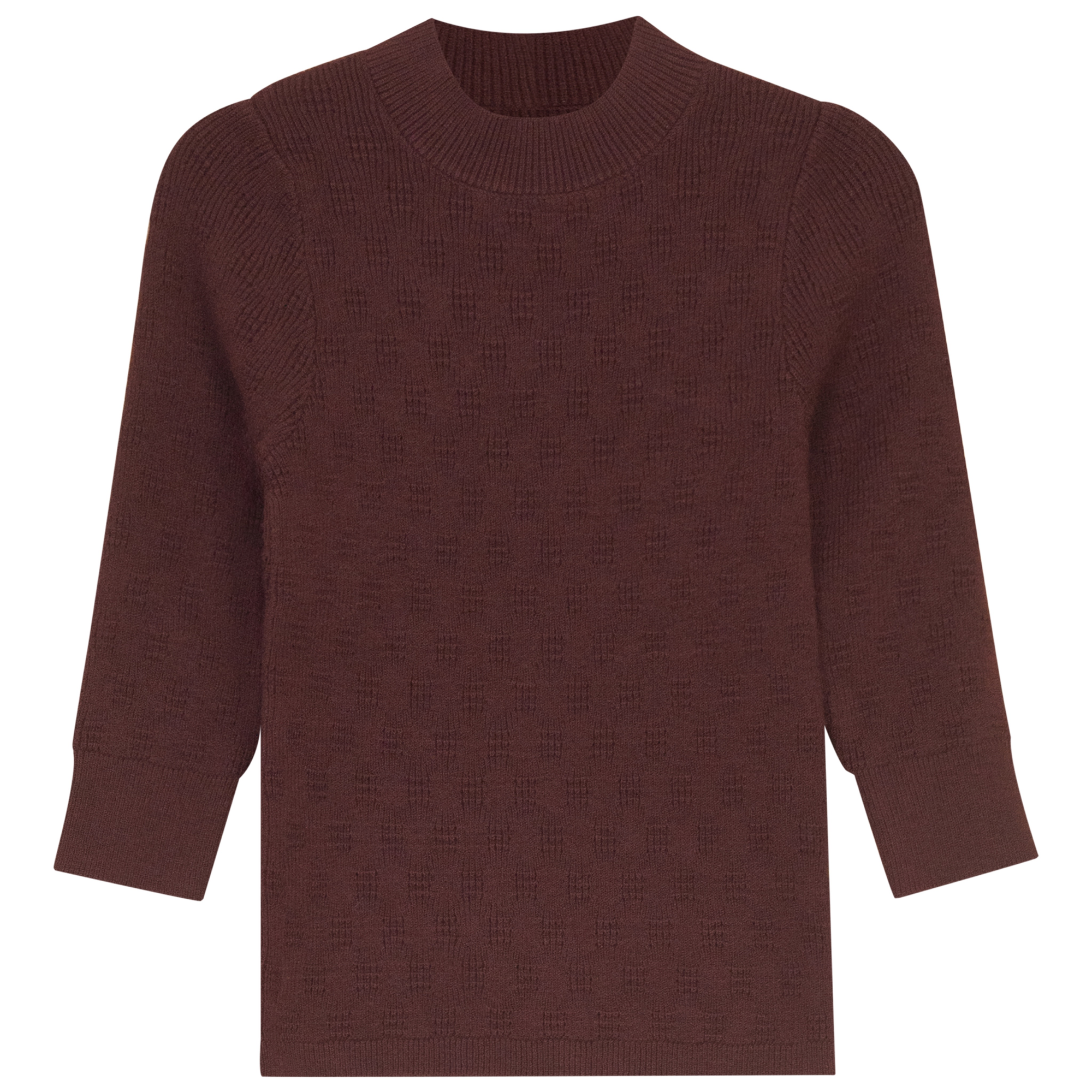 Pointel Knit Mock Neck Top in Mahogany by Space Grey