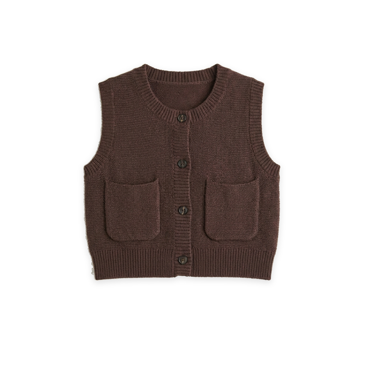 Garter Knit Vest in Brown by Space Grey