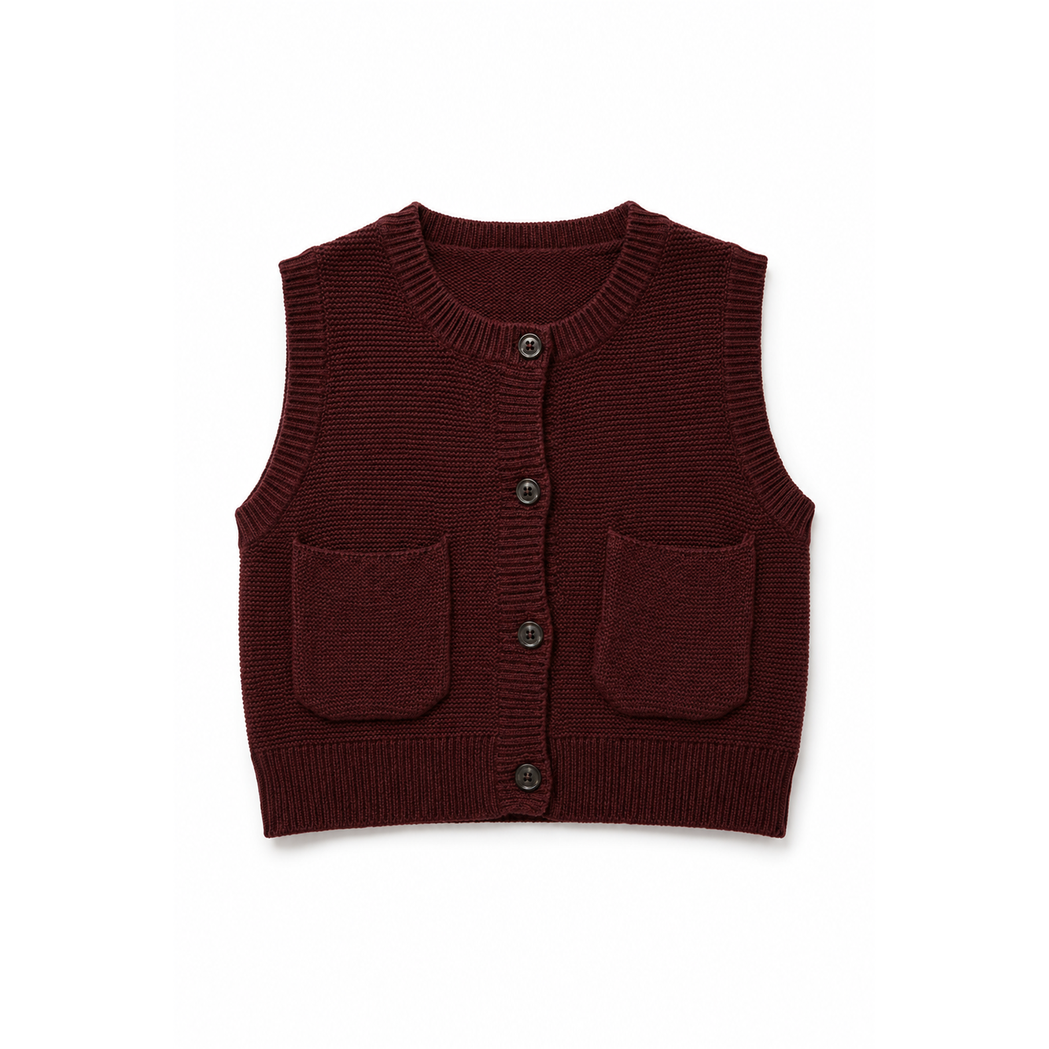 Garter Knit Vest in Mahogany by Space Grey