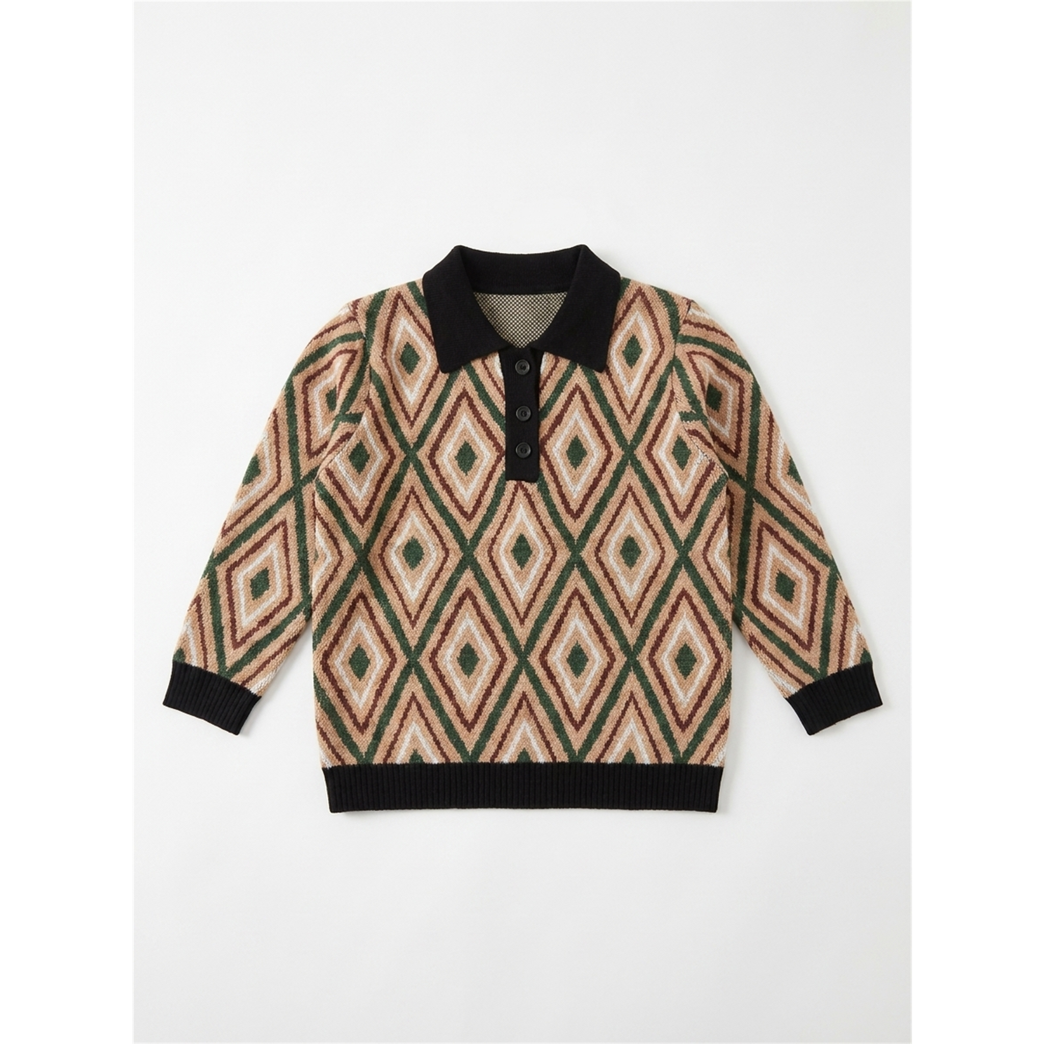 Diamond Pattern Knit Polo