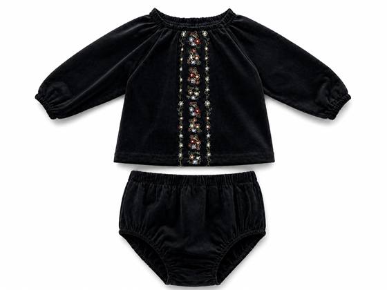 Velvet Floral Embroidery Set in Black by The Umbrella Academy