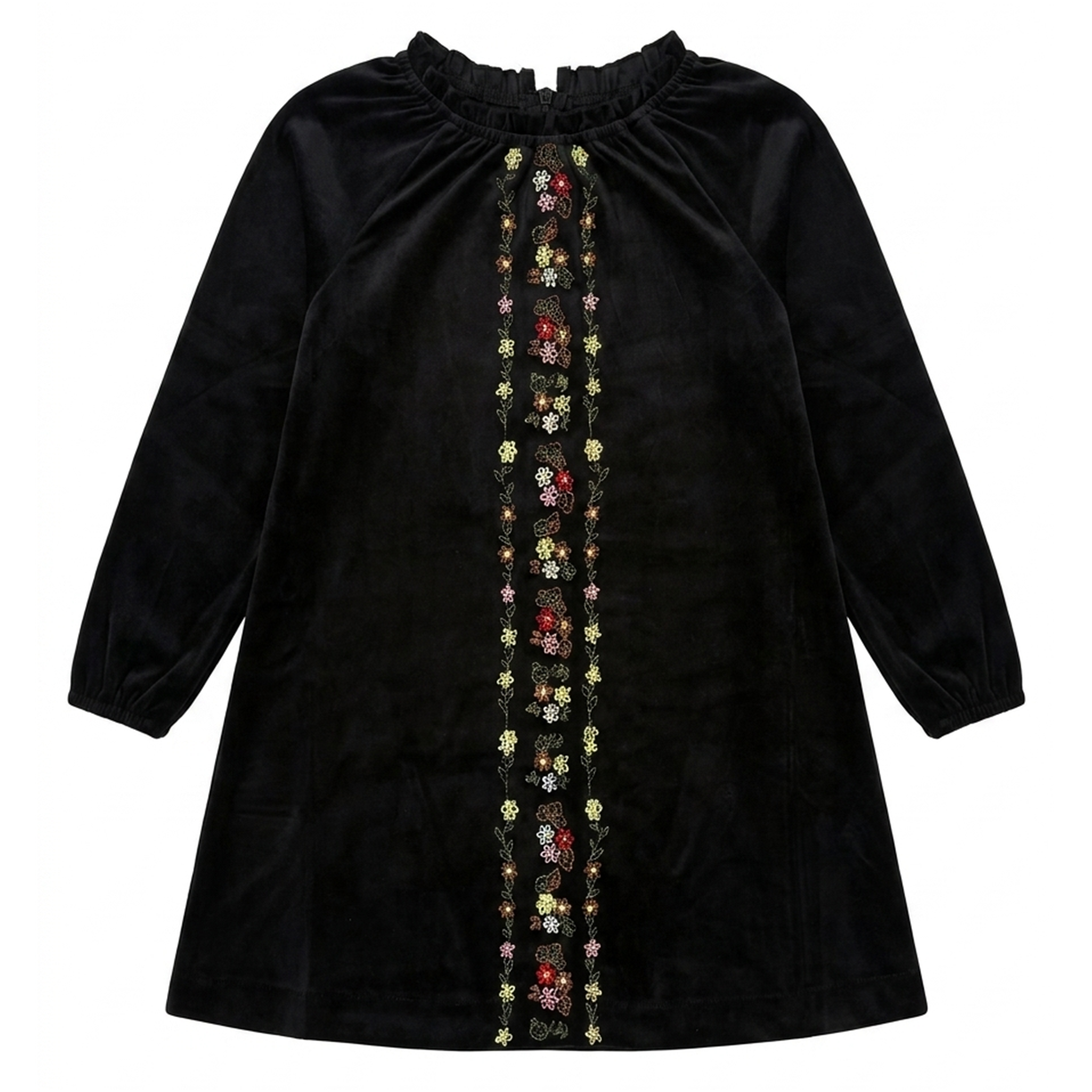 Velvet Floral Embroidery Dress in Black by The Umbrella Academy