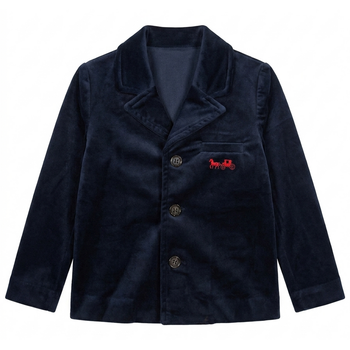 Horse Carriage Velour Blazer in Dark Blue by Jolie Capri