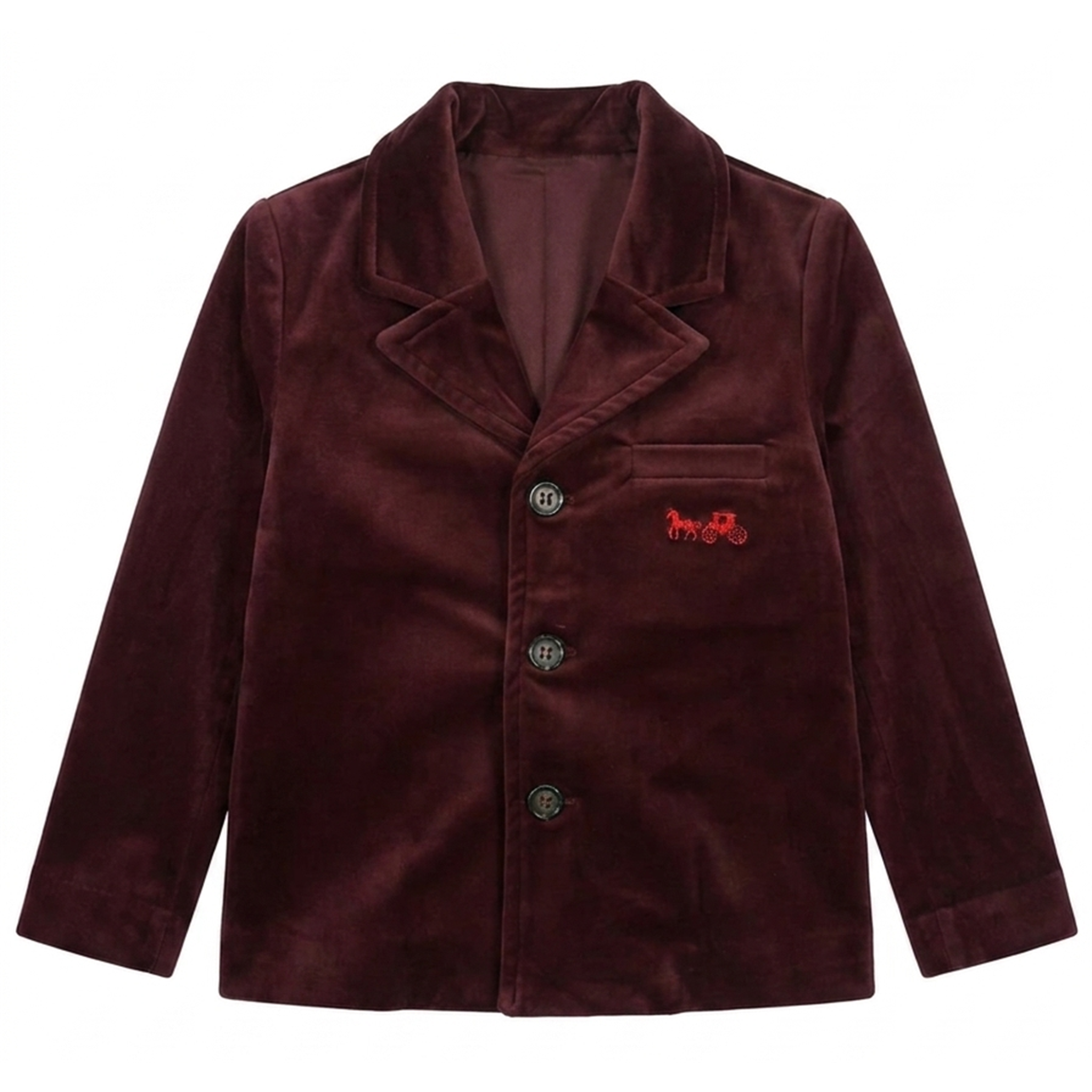 Horse Carriage Velour Blazer in Dark Burgundy by Jolie Capri