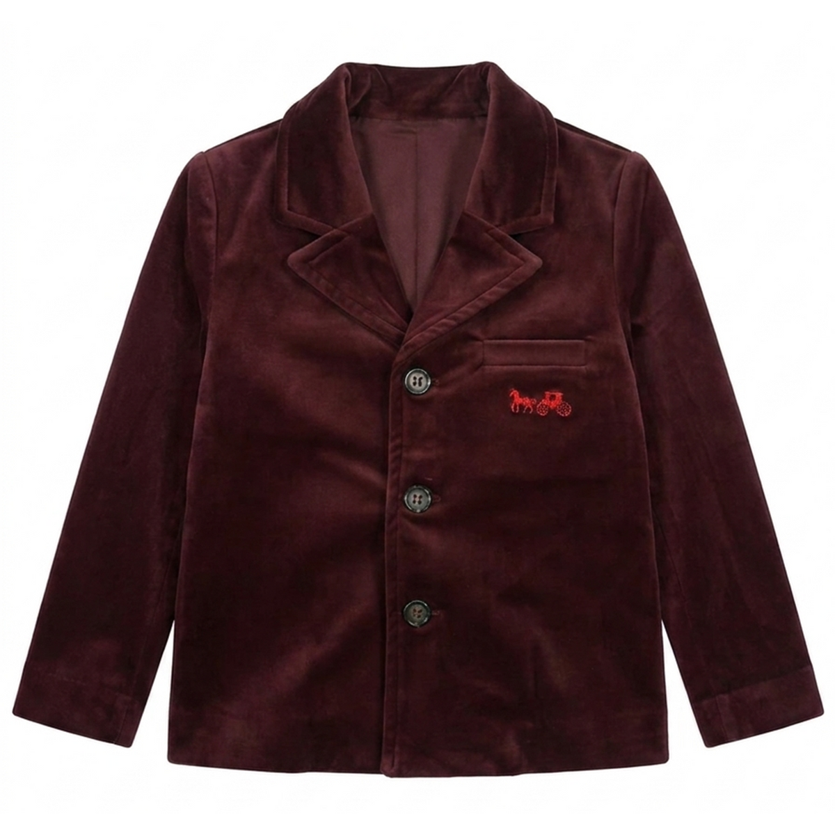 Horse Carriage Velour Blazer in Dark Burgundy by Jolie Capri
