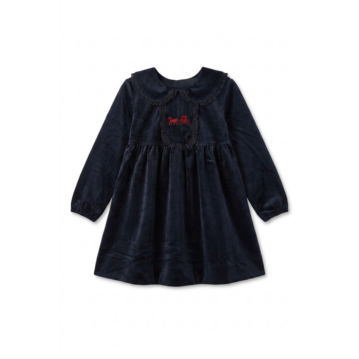 Horse Carriage Velour Dress in Dark Blue by Jolie Capri