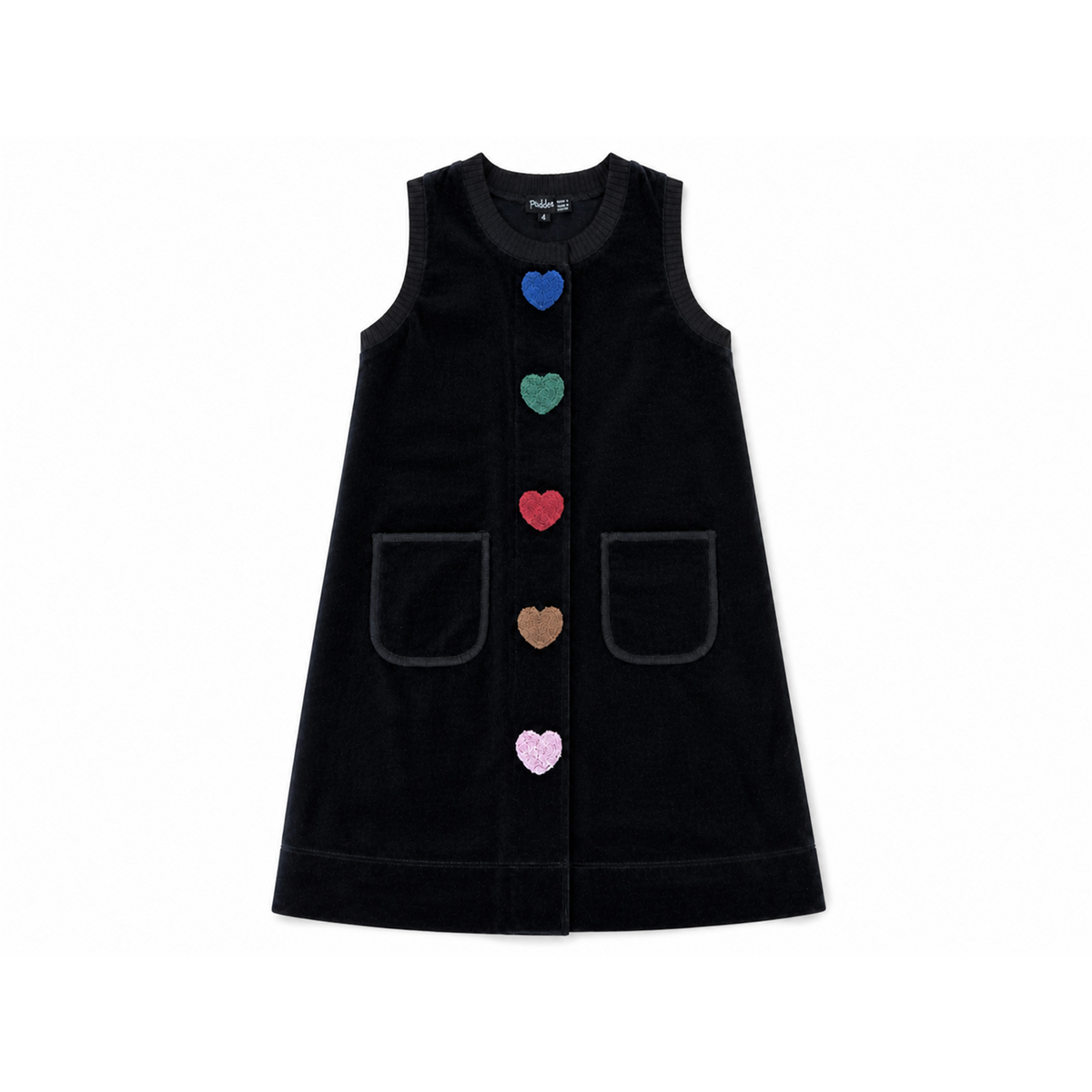Hookstitch Heart Velour Jumper in Black by Puddles