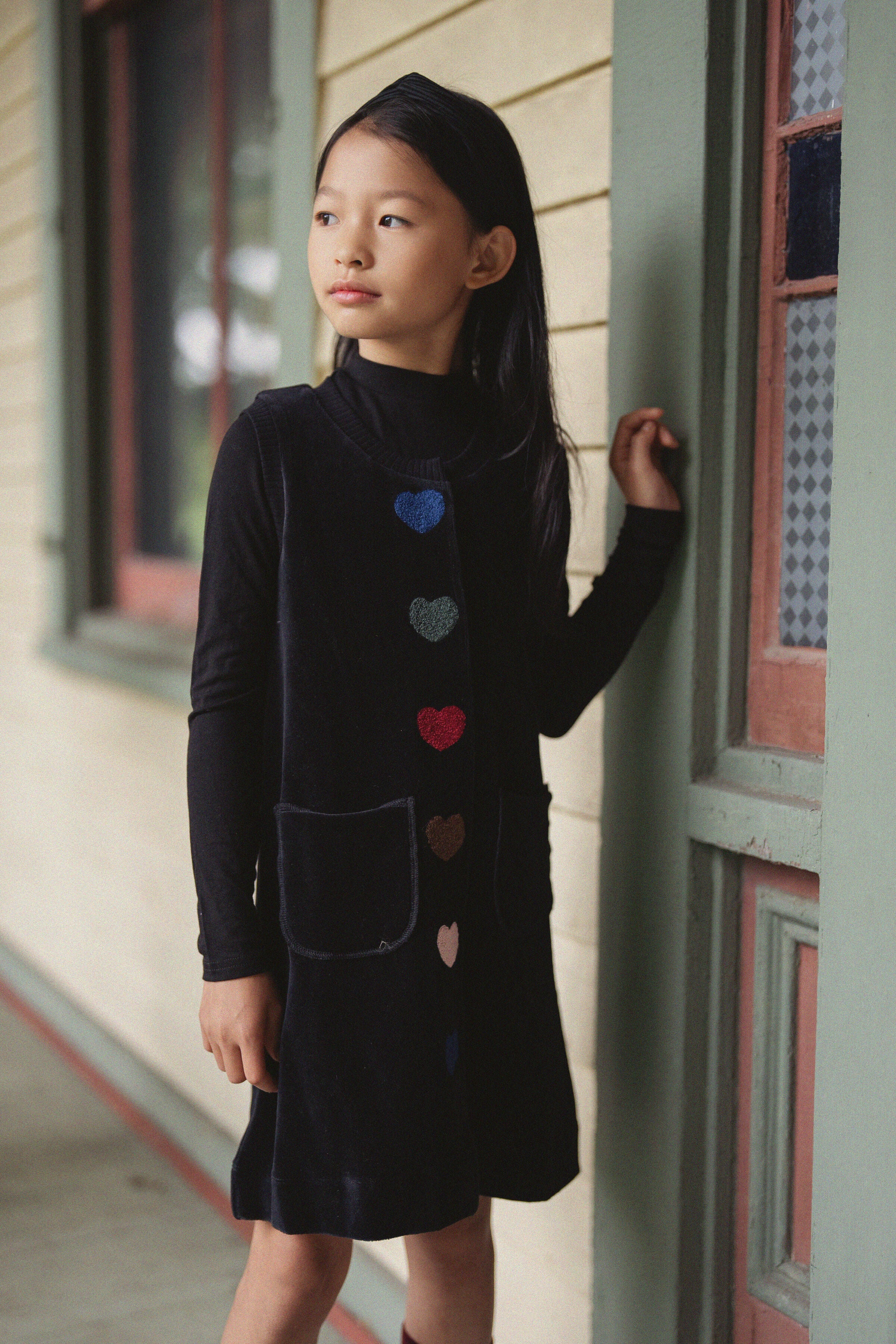 Hookstitch Heart Velour Jumper