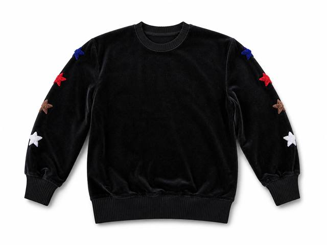 Hookstitch Heart Velour Sweater Shirt in Black by Puddles
