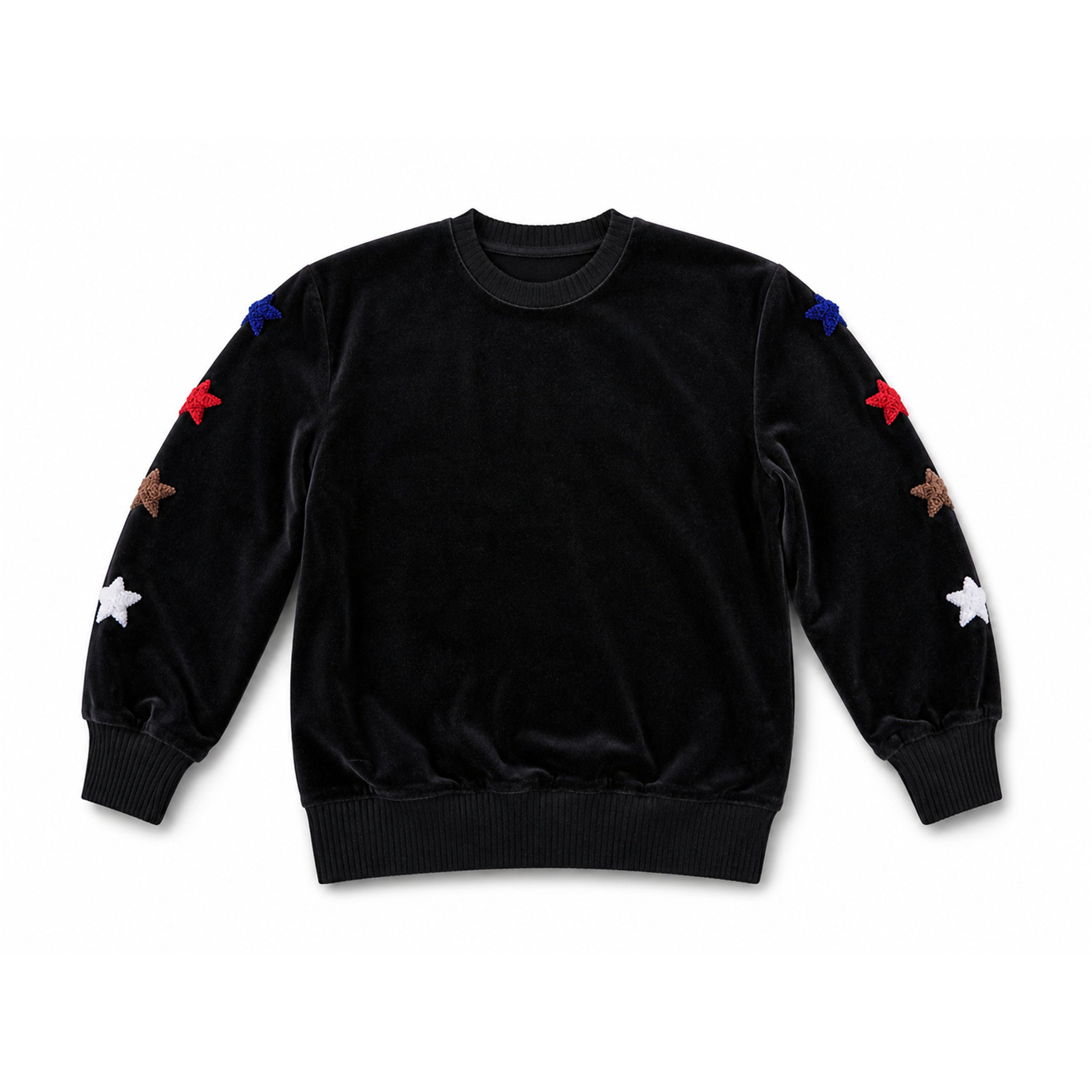 Hookstitch Heart Velour Sweater Shirt in Black by Puddles