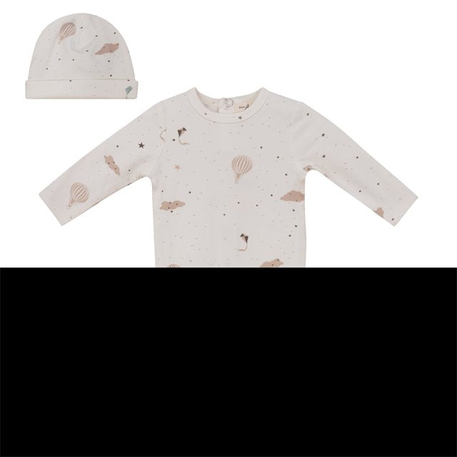 Balloon Print Footie in Ivory by Bebe Bella