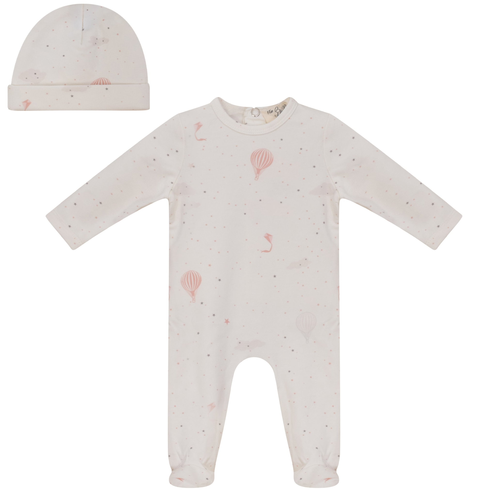 Balloon Print Footie in Ivory by Bebe Bella