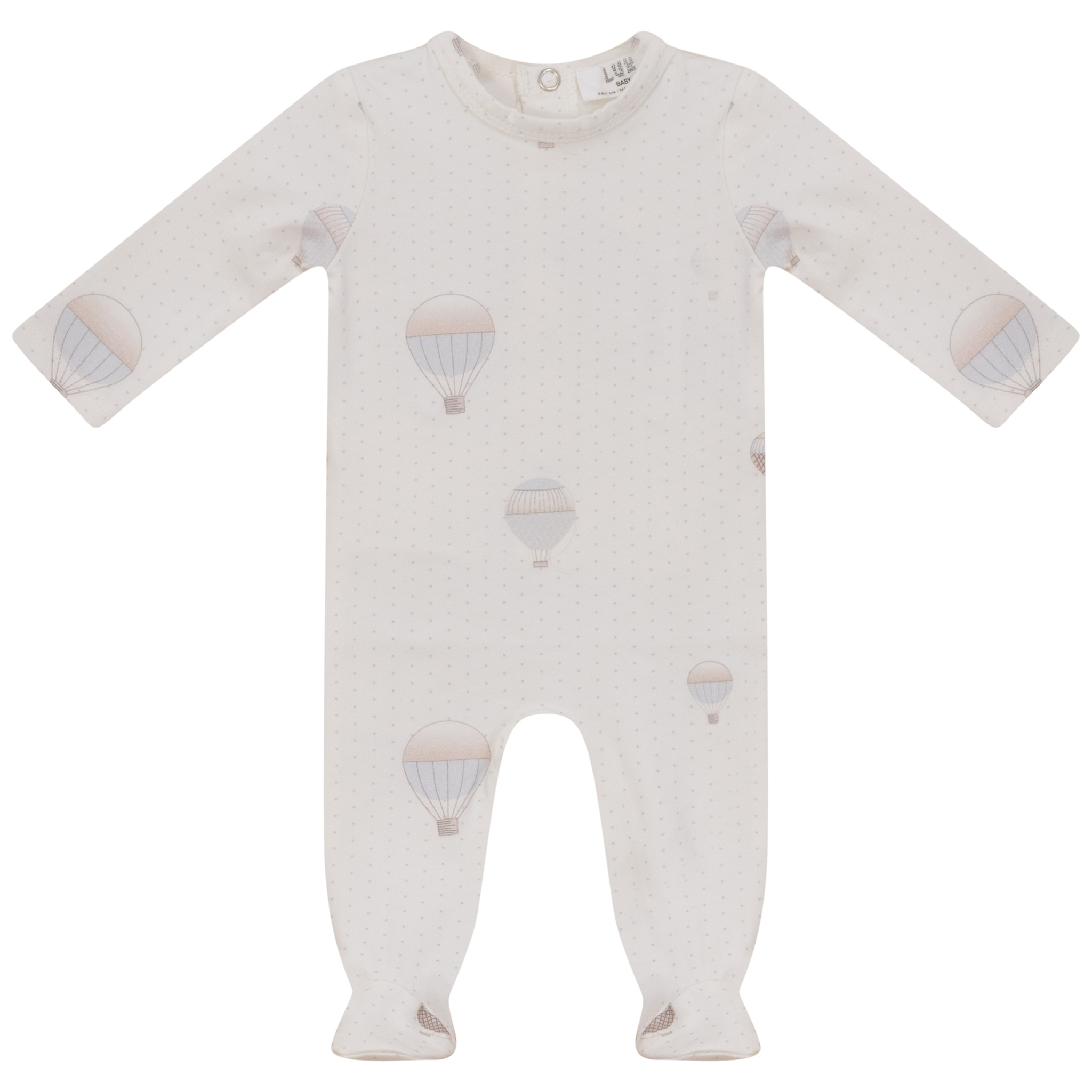 Dots and Balloon Print Footie in Ivory by Lux Baby