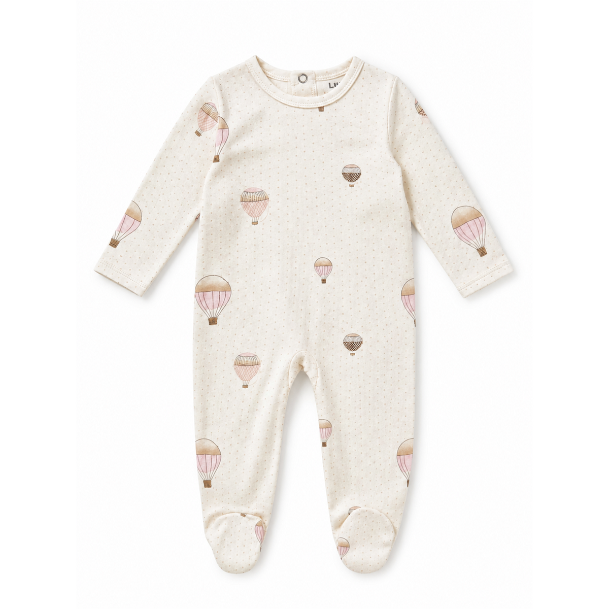Dots and Balloon Print Footie in by Lux Baby