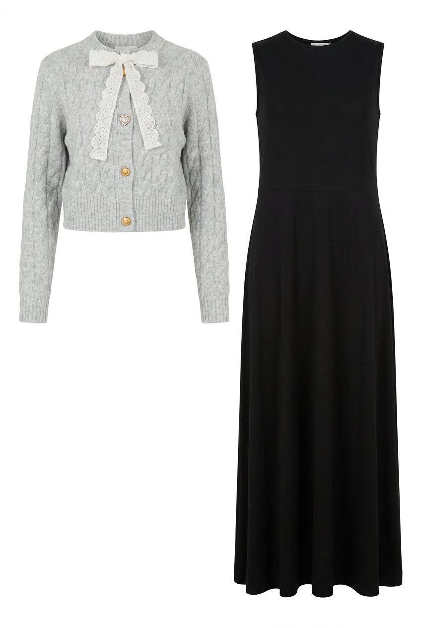 Robe with Knit Cardigan