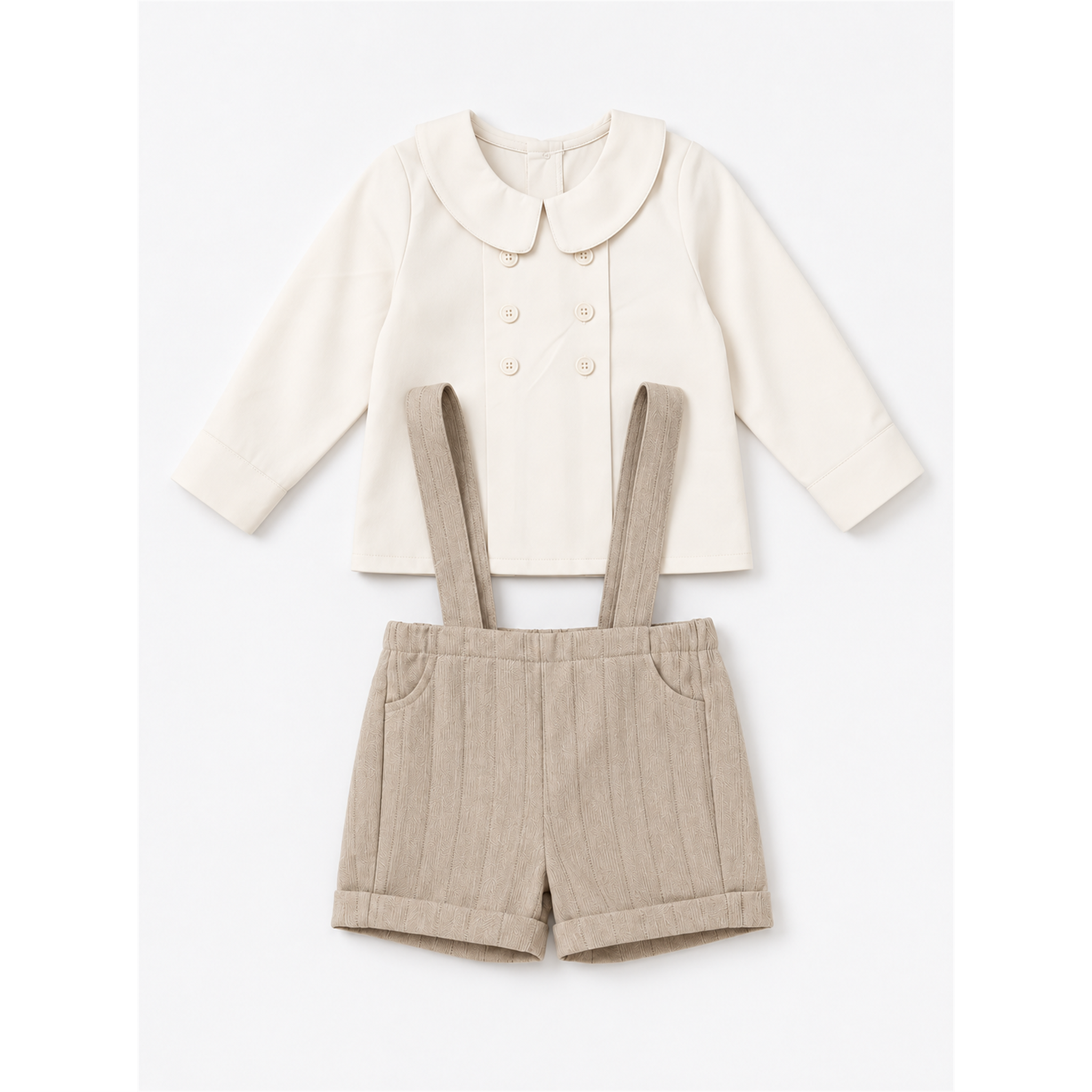 Shirt with Overall Set in Off White Beige by Mr. Mr.