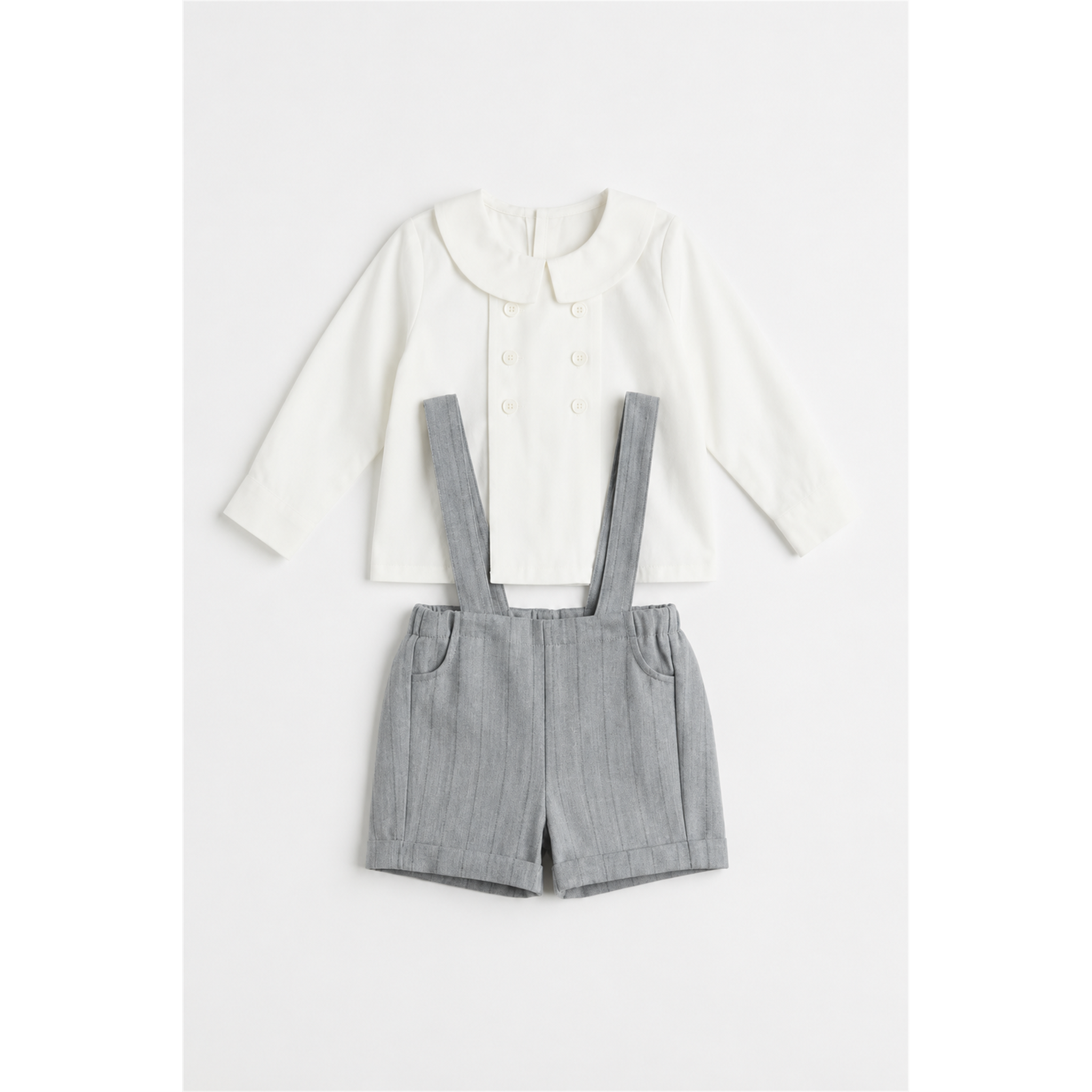 Shirt with Overall Set in White Grey by Mr. Mr.