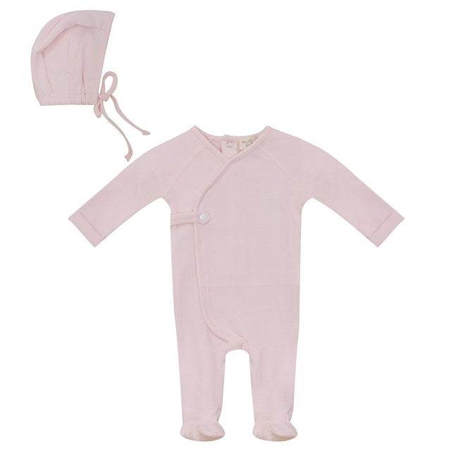 Stitched Wrap Footie in Pink Sorbet by Bebe Bella