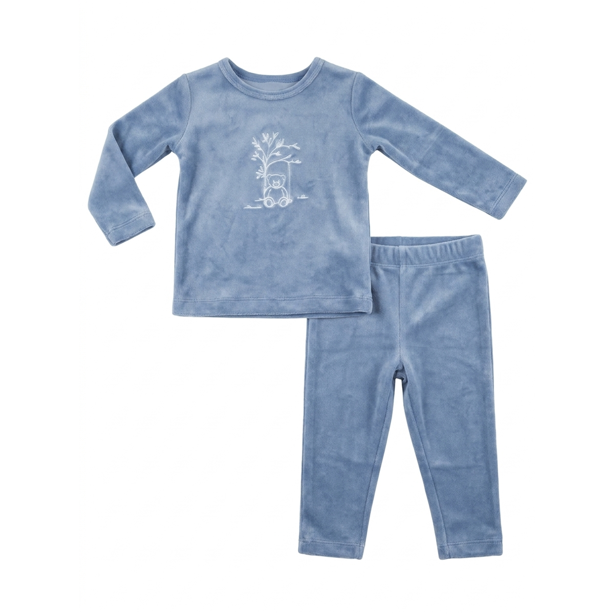 Bear Embroidered Velour Pajama Set in by LUX Regular