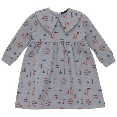 Key Print French Fleece Dress