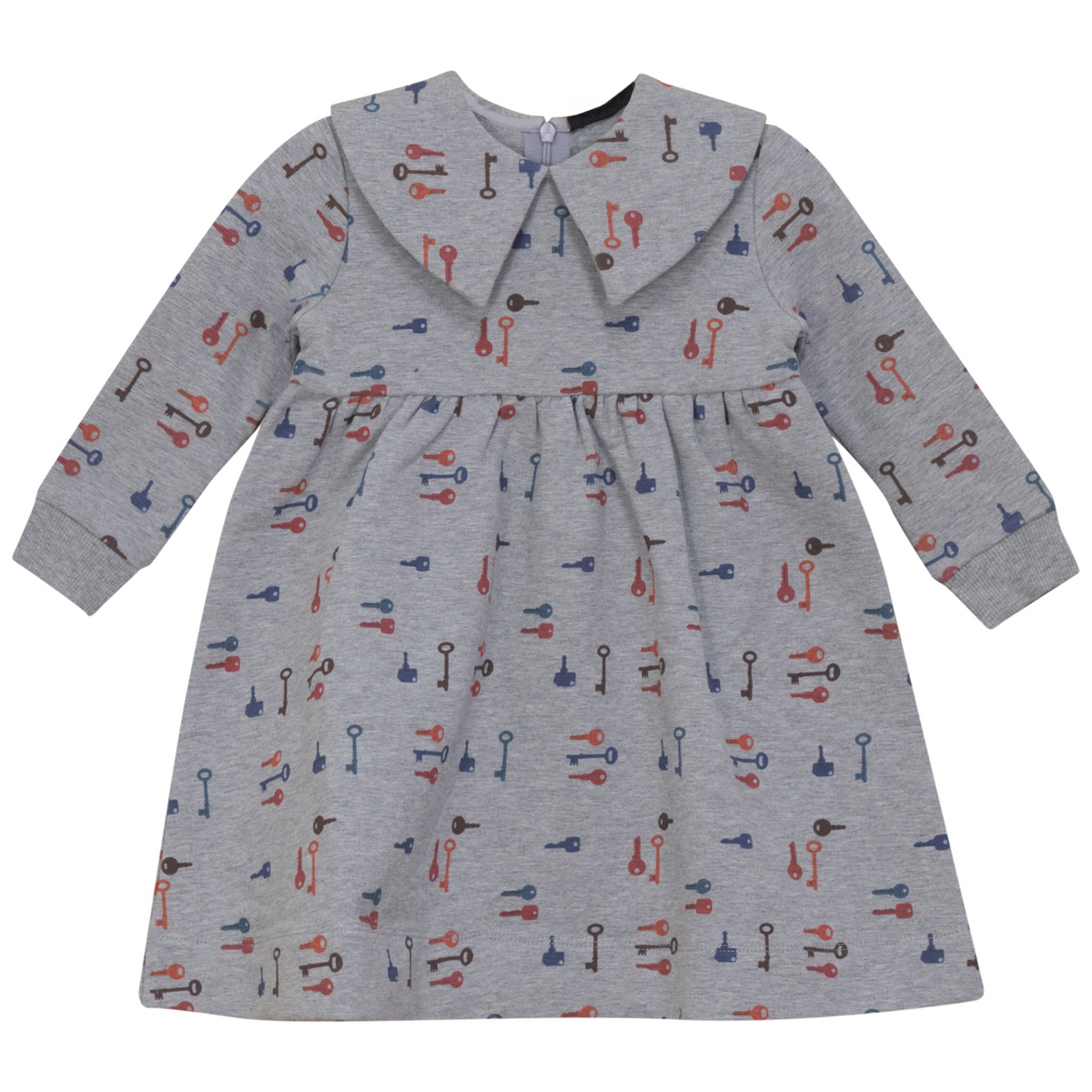 Key Print French Fleece Dress in Grey by Puddles