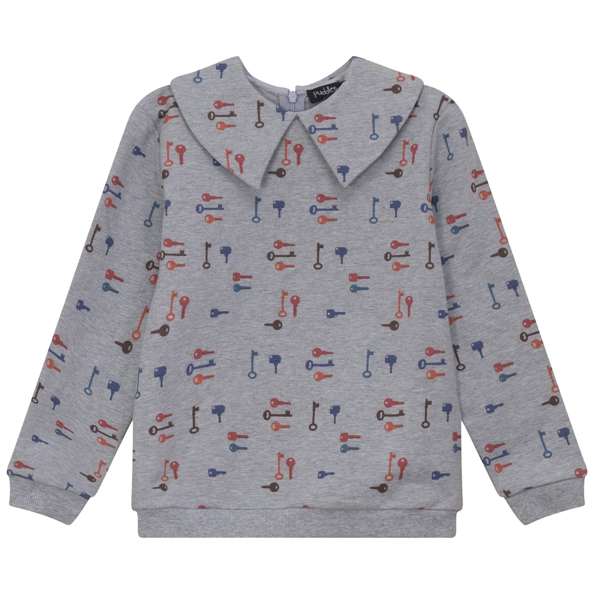 Key Print French Fleece Sweatshirt in Grey by Puddles