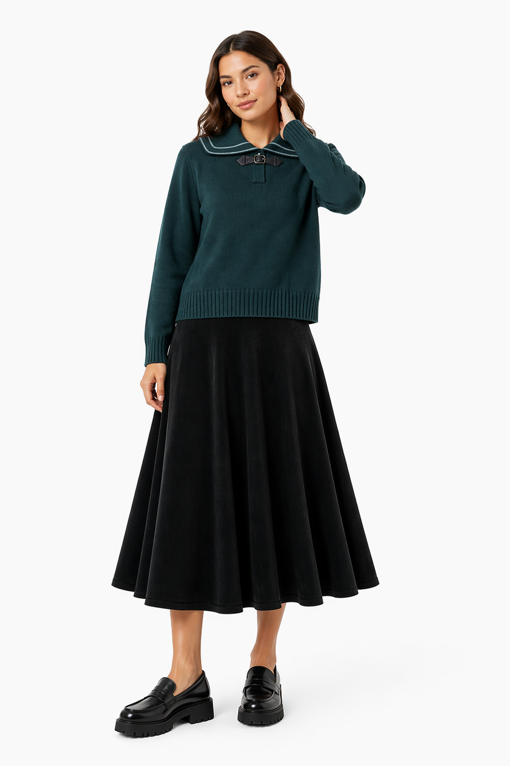 Collar Buckle Sweater in by Noni