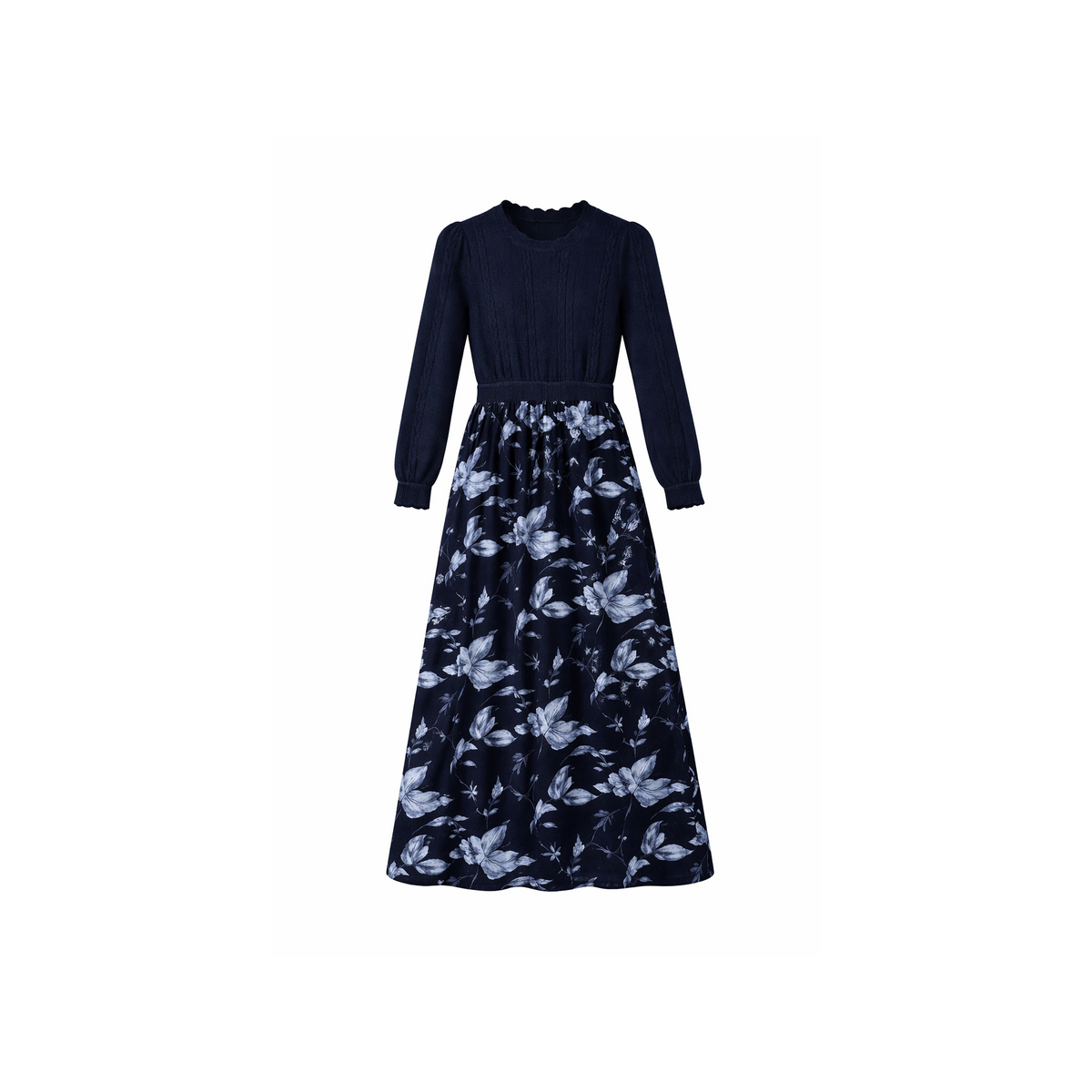 Dress With Floral Bottom in Navy by Noni
