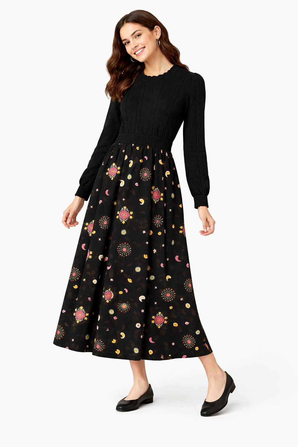 Dress With Floral Bottom in Navy by Noni